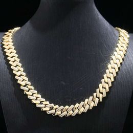 10Mm Two Row Stone Bracelet Sterling Sier Diamond Gold Plated Men Jewelry Necklaces Moissanite Cuban Link Chain