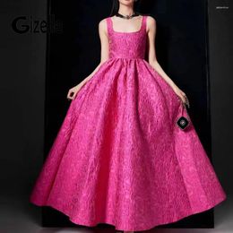 Casual Dresses Gizelle High Quality Chic Jacquard A-Line Prom Sleeveless Side Slit Evening Dress Saudi Arabia Cocktail Party Vestidos