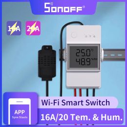 Control SONOFF TH Elite TH16 16A/20A Wifi Smart Switch Smart Home Temperature And Humidity Monitoring Switch Work With Si7021/DS18B20