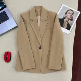 Autumn New Office Blazers Jackets For Women Simple Long Sleeve Single Button Suit Coats Woman Korean Loose Blazer Coat