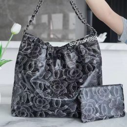 Channel hobos tote bag camellia handbag 10A designer bag Bucket Bags garbage bags Lambskin Leather Totes women shoulder bags chain diamond printing handbags purse