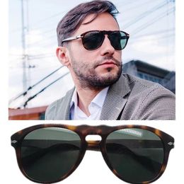 Luxury P Unisex UnFolding Pilot sunglasses for men UV400 55 plank HD green lenses driving goggles elastic nose bridge design comfo2243