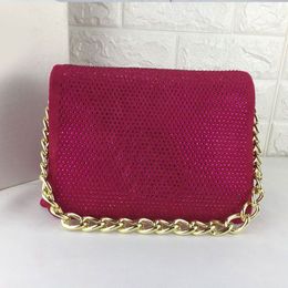 Rhinestone Suede Crossbody Bag Chains Shoulder Bags Axillary Diamonds Handbag Plain Antique Brass Letter Hasp Hardware Flap Clutch295B