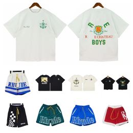 rhude shorts t shirt designer mens short man 24ss Quick Dry Crew Neck Short Sleeve High quality Europe America Men Women Size S-XL T Shirts Ss Rhude men polo shirt