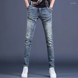 Men's Jeans Autumn Winter Luxury Designer Denim Men Korean Slim Fit Casual Pants Fashion Elastic Trendy Trousers Male