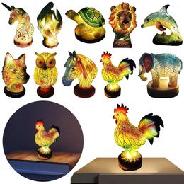 Table Lamps Animal Lamp Owl Lion Dolphin Wolf Stained Glass Bedside Light Horse Rooster Elephant Desk Bedroom Decoration