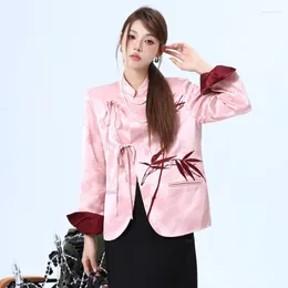 Ethnic Clothing Women's Chinese Clothes Style Suit Top Hanfu Buckle Year Dress National Coat