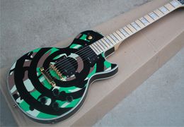 Top Quality Zakk Wylde Bullseye Custom Shop Camouflage Color Electric Guitar Mahogany Body Maple Fingerboard Golden Hardware 6 String Free Shipping