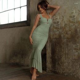 Casual Dresses Maxi Long Sexy Summer Slip Patchwork Babes Tight Pleated Fishtail Dress