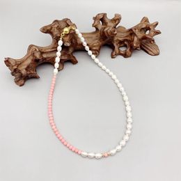 Pendants FoLisaUnique 6-7mm White Freshwater Rice Pearls 4mm Pink Coral Necklace For Women Classic Elegant Casual Style