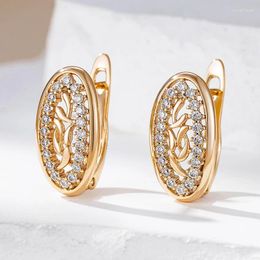 Dangle Earrings Gulkina Fashion Cutout Flower 585 Rose Gold Colour Drop For Woman Natural Zircon Accessories Luxury Daily Fine Jewellery