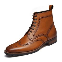 Dockorio Casual Oxford High Top Leather Riding Boots Mens Formal Boots