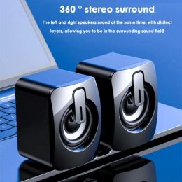 Speakers 1pair PC Computer Speakers Sound Box For PC HIFI Stereo Microphone USB Wired with LED Light For Desktop Computer