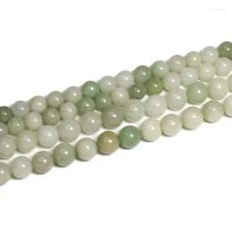 Loose Gemstones LUOMANXIARI Green Burmese Jade Round Stone Beads A Natural Color Untreated For Jewelry Making DIY Bracelet 8/10MM 15''