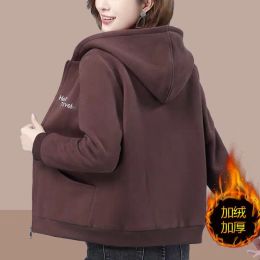 Jackets Thickened Warm Sports Shirt Women's Winter Coat 2023New Korean Jacket Loose Joker Overwear Zipper Cardigan Hooded Outcoat Female