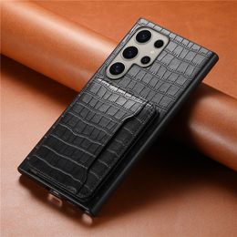 Folio Crocodile Grain Phone Case for iPhone 15 14 13 12 Pro Max Samsung Galaxy S24 S23 S22 S21 Note20 Ultra A15 5G A25 A35 A55 A05 A05S S23FE Card Slot Leather Wallet Shell