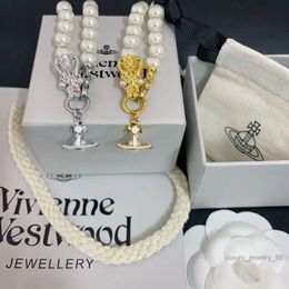 Necklace Designer Necklace for Woman vivienennnwestwood Luxury Jewellery Viviane Westwood Necklace 2024 Limited Western Empress Dowager Leader Pearl Nec