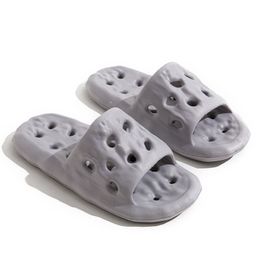 Holes Flats Slippers For Mens Womens Rubber Sandals summer beach bath pool shoes grey