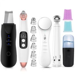 Devices Ultrasonic Skin Scrubber+Blackhead Remover Electric Pore Cleaner+Nano spray Face Steamer+facial massager instrument+Eye beauty