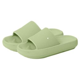 Platform Slippers for summer indoor home anti slip bathroom shower couples thick soled green