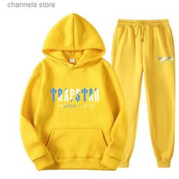 Men's Tracksuits Winter Mens Tracksuit Long Sleeve trapstar pullover hooded suit Plus velvet Sports and leisure two-piece suit Trousers S-3XL T240223