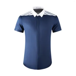 Men's Casual Shirts High Quality Luxury Jewellery Mens Shirt Stripes Print Men Short Sleeve Collar Dress