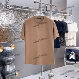 xinxinbuy Men designer Tee t shirt 2024 emboss letter printing 1854 short sleeve cotton women blue black white green khaki M-3XL