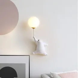 Wall Lamp Creative Bear LED Children's Room Moon Ball Lights Kids Girl Bedroom Bedside Home Decor Corridor Nursery Sconces