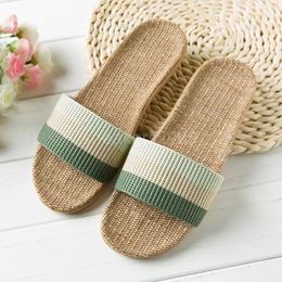 Salute to woven canvas shoes, slippers grass shoes Mule Slides sandals high heels flat heels women casual and fashionable beach slippers E03