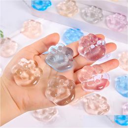 Decompression Toy Cube Toys Pinch Transparent Jelly Cat Paw Ball Squeezy Sensory Cubes Soft Squishy Anxiety Party Favours Gifts For K Dhwt0