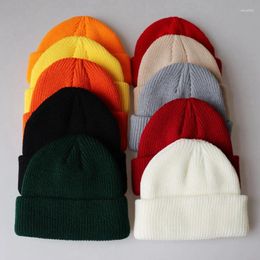 Berets Short Style Solid Colour Crimping Hip Hop Men Skullies Beanies Elasticity Outdoor Keep Warm Women Aldult Ski Cap Knitted Hat