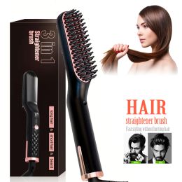 Irons Professional Hair Straightener Brush Men Beard Comb Heated Brushes Hair Styler Comb For Beard Brush Styling Tools Hot Air Brush