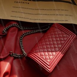 10A Top Tier Mirror Quality Luxuries Designer Medium Caviar Boy Bag 25cm Handbag Women Real Leather Lambskin Quilted Purse Black d279E