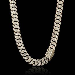 bracelet necklace mossanite S Hip Hop Jewellery 12Mm Baguette Diamond Necklace Gold Plated VVS Moissanite Bracelet Sier Iced Out Cuban Link Chain