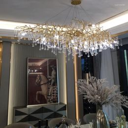 Chandeliers Led Pendant Lamp Modern Crystal Chandelier Branch Lighting French Luxury Villa Living Room El Engineering