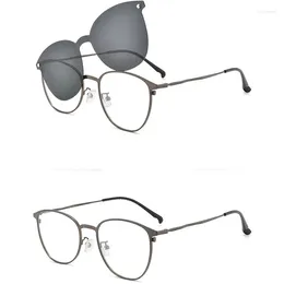 Sunglasses Frames TGCYEYO Eyeglasses Frame Optical Prescription Glasses With Magnetic Clip-on Spectacles Eyewear Metal Full Rim 94002