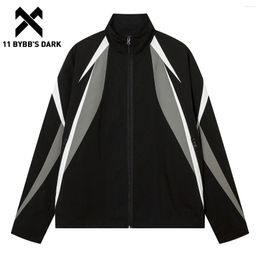 Men's Jackets 11 BYBB'S DARK Windproof Material Splicing Jacket 2024 Design Zipper Coat Autumn Winter Hip Hop Men Women Tops