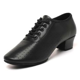 Lace Foralod Jazz Black Up Women's Professional Latin Dance High Ballroom Salsa Shoes, Closed Toe Split Sole Low Heels, Teaching Practice Performance Role Shoes 564