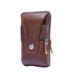 Waist Bags Portable Genuine Leather Fanny Packs Men Casual Classic Texture Creative Design Chic Bum Bag Mobile Phone Pouch