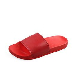 plastics Pure Colours Slippers For Men Women Flat Rubber Casual Sandals Summer Beach Shoes scuffs red