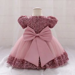 Girl's Dresses Toddler Baby Sequin Party Dresses Baptism Wedding 1 Year Birthday Bow Princess Dress For Baby Girls Lace Bridemaid Gown VestidosL2402