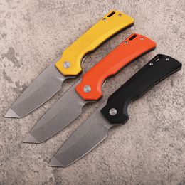 Top Quality A2267 High End Flipper Knife 14C28N Stone Wash Tanto Point Blade CNC G10 Handle Ball Bearing Fast Open EDC Pocket Knives