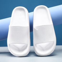 Platform Slippers for summer indoor home anti slip bathroom shower couples thick soled white