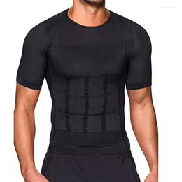 Men's Body Shapers BurVogue Mens Slimming Shaper Seamless Compression Shirt Tummy Control Slimmer Shapewear Gynecomastia Undershirt