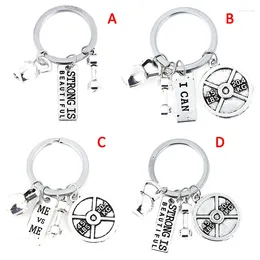 Keychains 1pc Strength Sports Barbell Dumbbell Charm Weight Fitness With Words Gym Crossfit Keyring Keychain Gifts For Man
