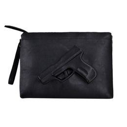 Unique women messenger bags 3D Print Gun Bag Designer Pistol Handbag Black Fashion Shoulder Bag Day Envelope Clutches With Strap182P