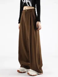 Women's Pants Wide Leg Women Classic Suit Vintage Palazzo Office Elegant Casual Coffee Trousers Female High Wasit