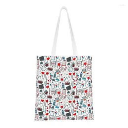 Shopping Bags Emergency Nursing Supplies Patterns Groceries Custom Print Canvas Shopper Shoulder Tote Bag Pattern Handbag