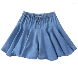 Skirts Fashion Wide Leg Skirt Shorts Summer Korean High Waist Denim Ruffle 2024 Sexy Jeans Black Blue 5XL 6XL