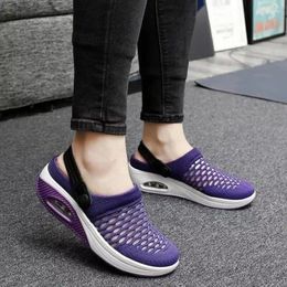 Sandals 2024 Women Mesh Soft Solid Color Upper Ladies Summer Slip On Wedges Slippers Outdoor Casual Comfy Footwear For Female